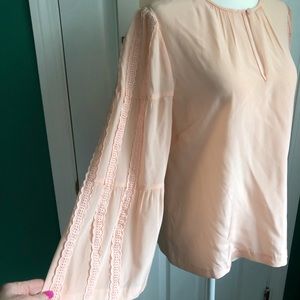 J.Crew 100% Silk Peach Blouse Size 2